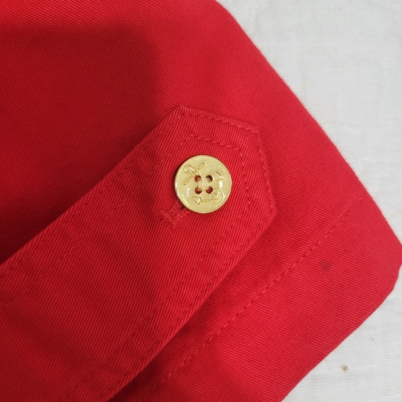 Lauren Ralph Lauren Red Cotton Cropped Double Breasted Jacket - Picture 6 of 16